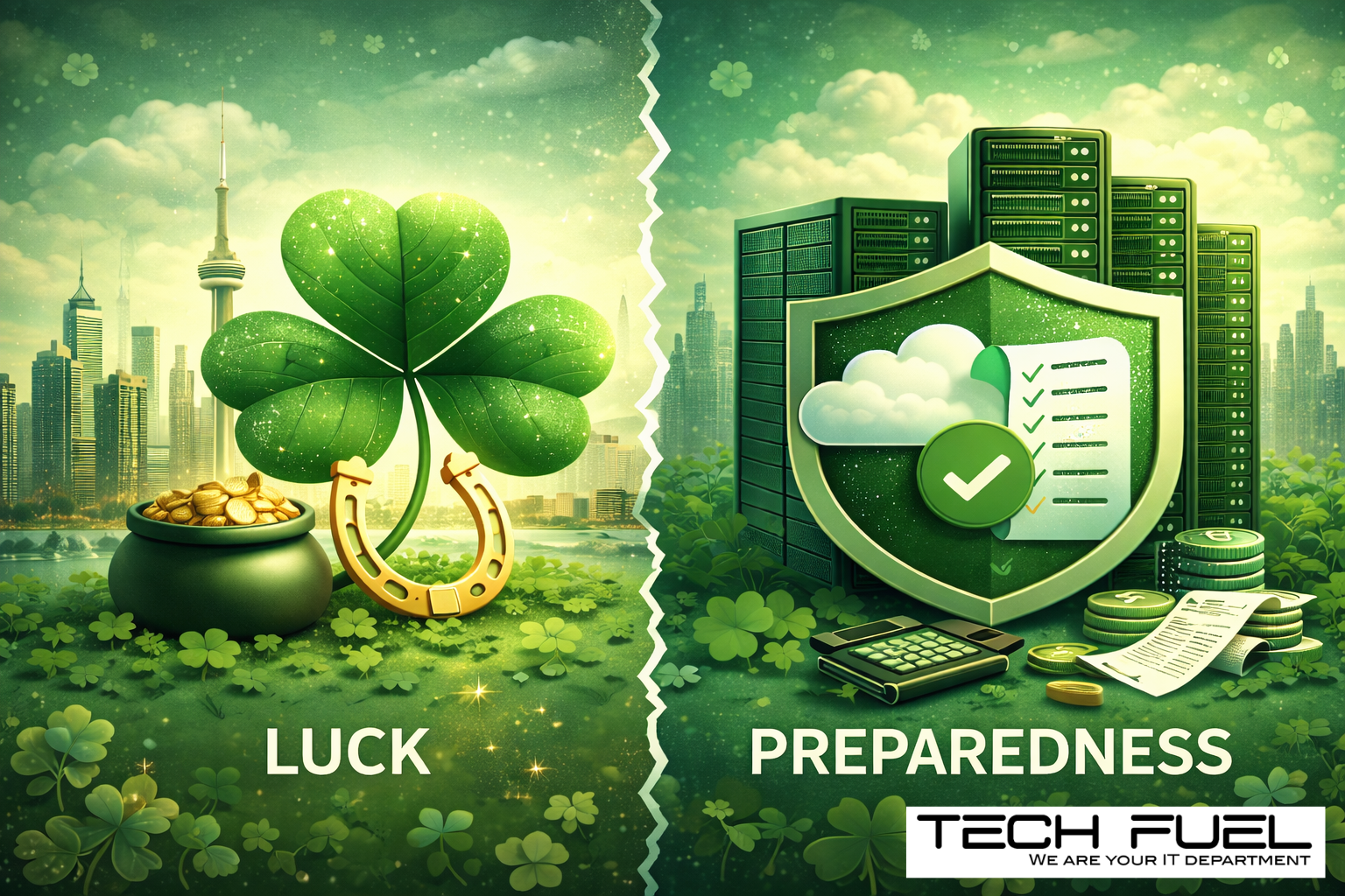Image of Luck versus Preparedness with Tech Fuel logo